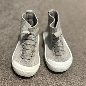 Gray High-Top Knit Sneakers
